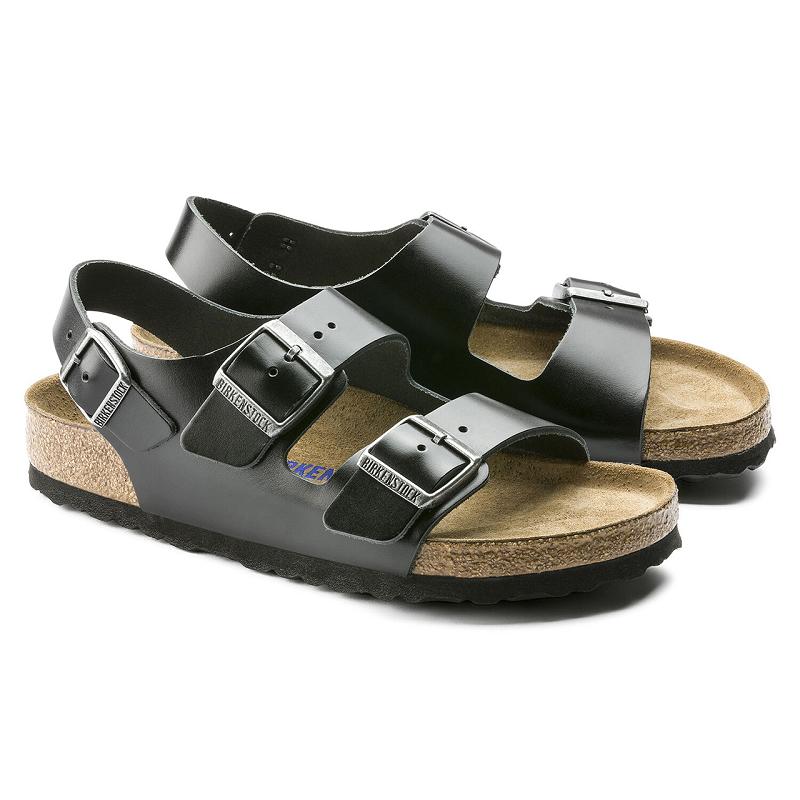 Milano Birkenstock Soft Footbed Kozene Panske Čierne | SK 335HAP